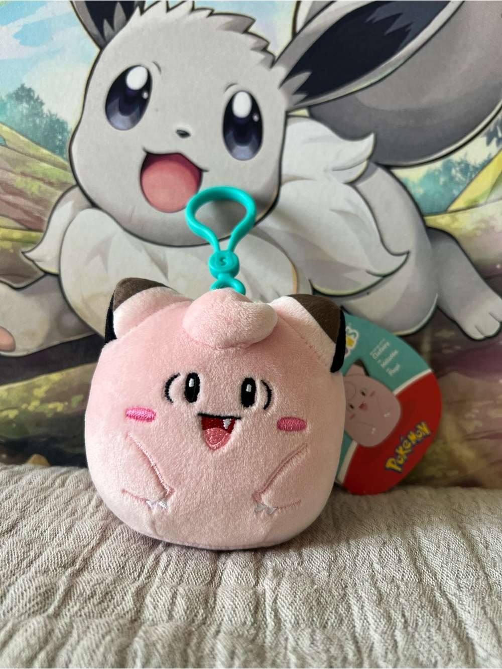 Squishmallows Pokemon Pink Clefairy Plush Clip Bag Charm 💗